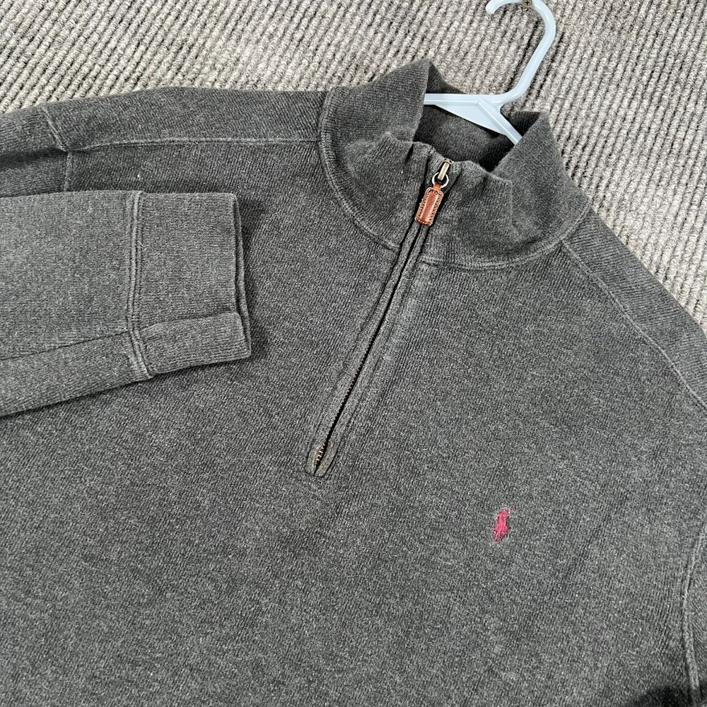 Polo Ralph Lauren Sweatshirt Pullover Mens Large Black Long Sleeve 1/4 Zip Mock